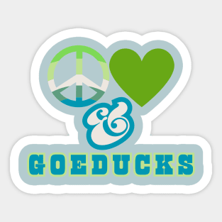 Peace, Love & Goeducks - Pacific Northwest Style in Retro Mossy colorway Sticker